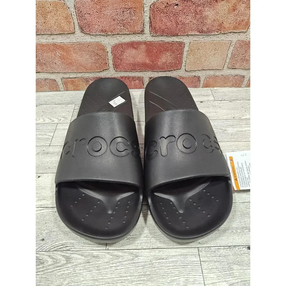 Crocs Slides US Men's Size 13 Black Slip On Breathable Waterproof New With Tags